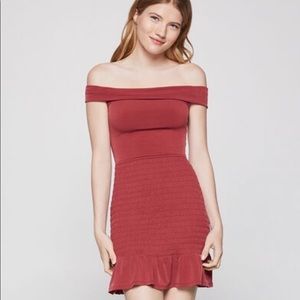 BCBGeneration- Off The Shoulder Smocked Dress.